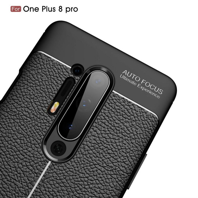 Skal För OnePlus 8 Pro Double Line Litchi Lädereffekt