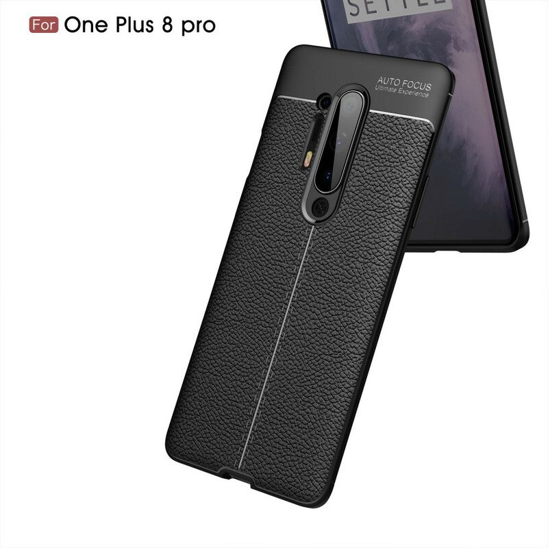 Skal För OnePlus 8 Pro Double Line Litchi Lädereffekt