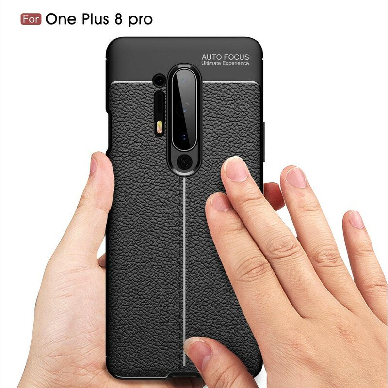 Skal För OnePlus 8 Pro Double Line Litchi Lädereffekt