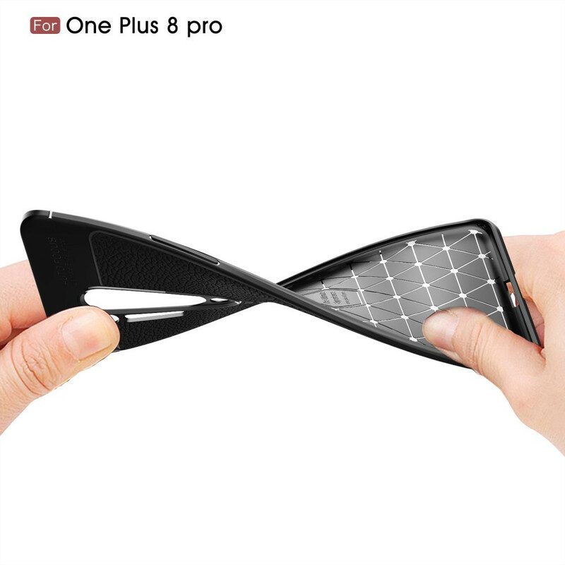 Skal För OnePlus 8 Pro Double Line Litchi Lädereffekt