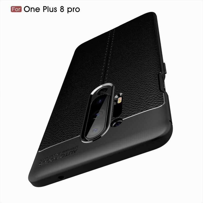 Skal För OnePlus 8 Pro Double Line Litchi Lädereffekt