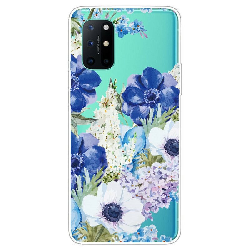 Skal För OnePlus 8T Akvarell Blå Blommor Sömlös
