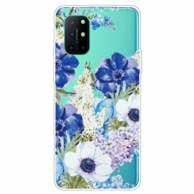 Skal För OnePlus 8T Akvarell Blå Blommor Sömlös