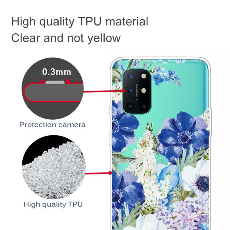 Skal För OnePlus 8T Akvarell Blå Blommor Sömlös