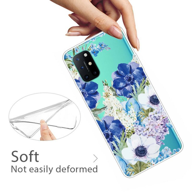 Skal För OnePlus 8T Akvarell Blå Blommor Sömlös