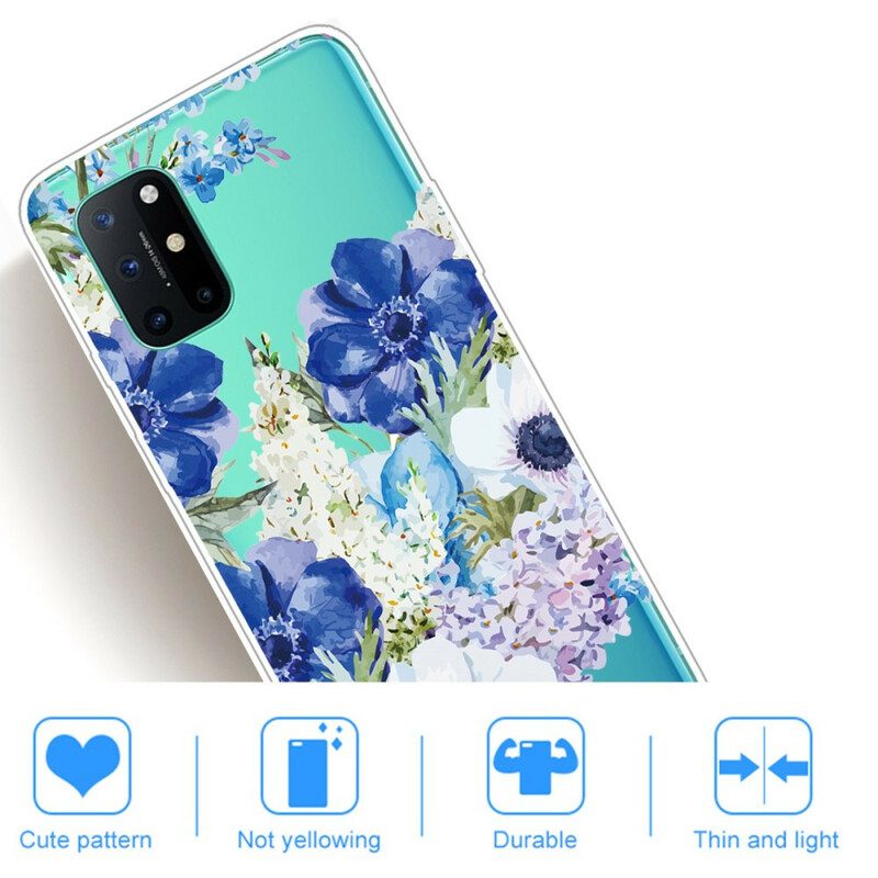 Skal För OnePlus 8T Akvarell Blå Blommor Sömlös