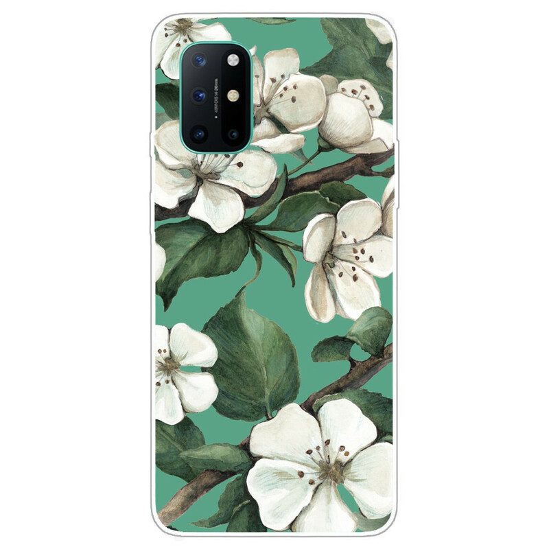 Skal För OnePlus 8T Målade Vita Blommor