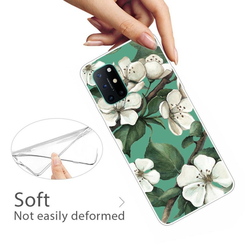 Skal För OnePlus 8T Målade Vita Blommor