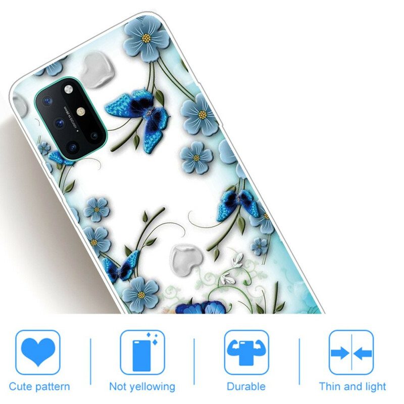 Skal För OnePlus 8T Retro Fjärilar Och Blommor Sömlösa