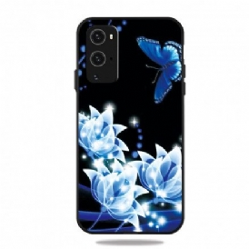 Skal För OnePlus 9 Pro Fjäril Och Blå Blommor