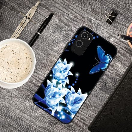 Skal För OnePlus 9 Pro Fjäril Och Blå Blommor