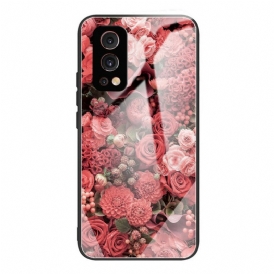 Skal För OnePlus Nord 2 5G Rosa Blommor I Härdat Glas