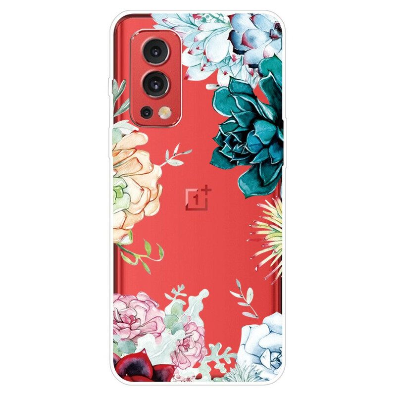 Skal För OnePlus Nord 2 5G Sömlösa Akvarellblommor