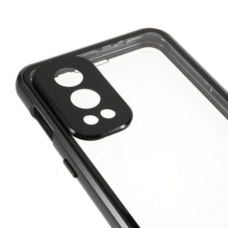 Skal För OnePlus Nord 2 5G Två Sidor Magnetiskt Härdat Glas Och Metall