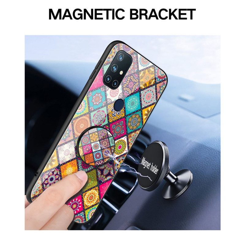 Skal För OnePlus Nord N10 Magnetisk Patchworkhållare