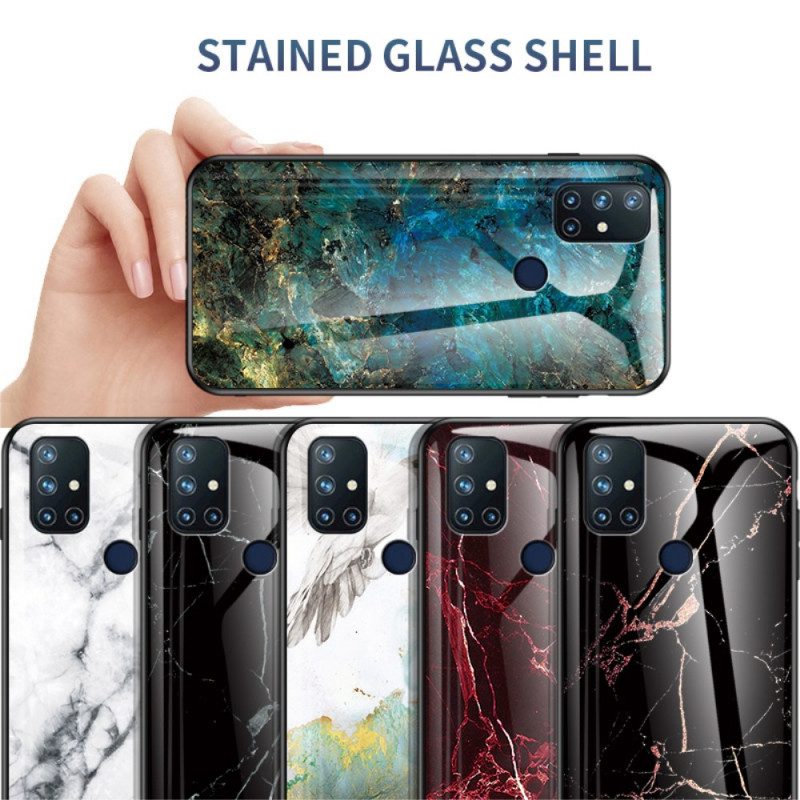 Skal För OnePlus Nord N10 Marmorfärger Härdat Glas