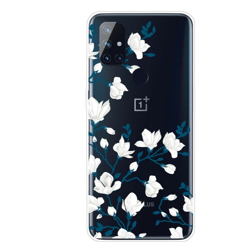 Skal För OnePlus Nord N10 Vita Blommor