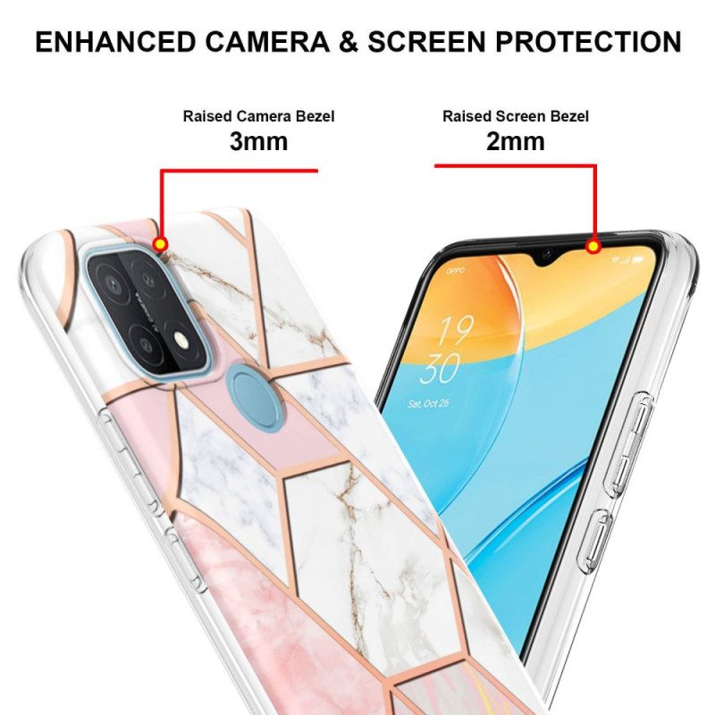 Skal För Oppo A15 Plinkande Geometrisk Marmor