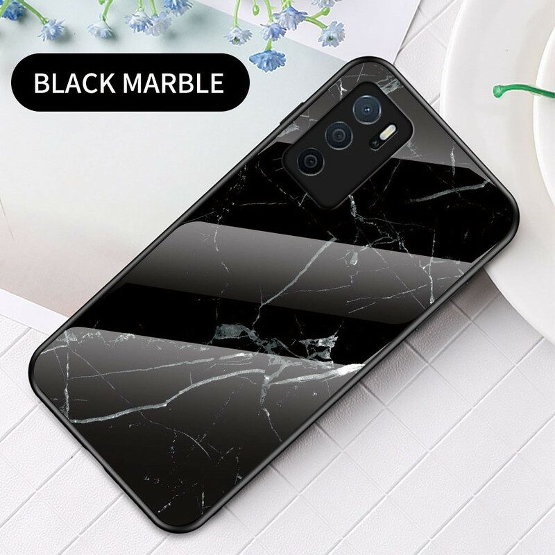 Skal För Oppo A16 / A16s Marmorfärger Härdat Glas