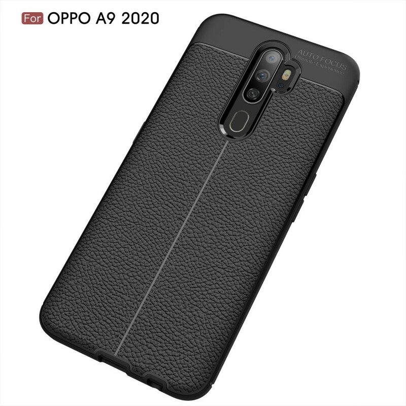 Skal För Oppo A9 2020 / A5 2020 Dubbellinje Litchi Lädereffekt