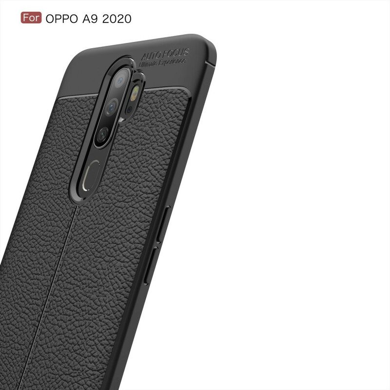 Skal För Oppo A9 2020 / A5 2020 Dubbellinje Litchi Lädereffekt