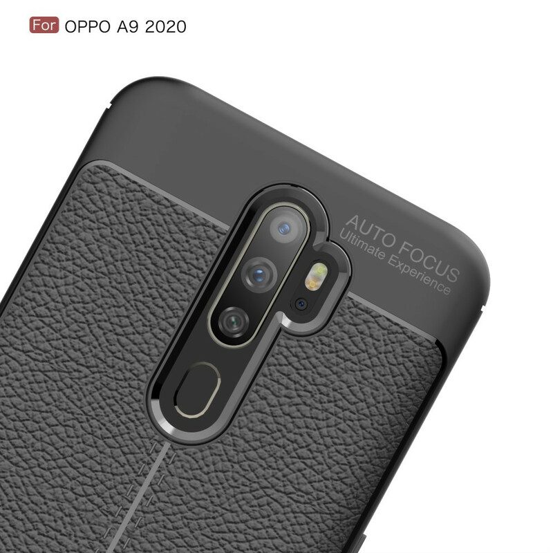 Skal För Oppo A9 2020 / A5 2020 Dubbellinje Litchi Lädereffekt