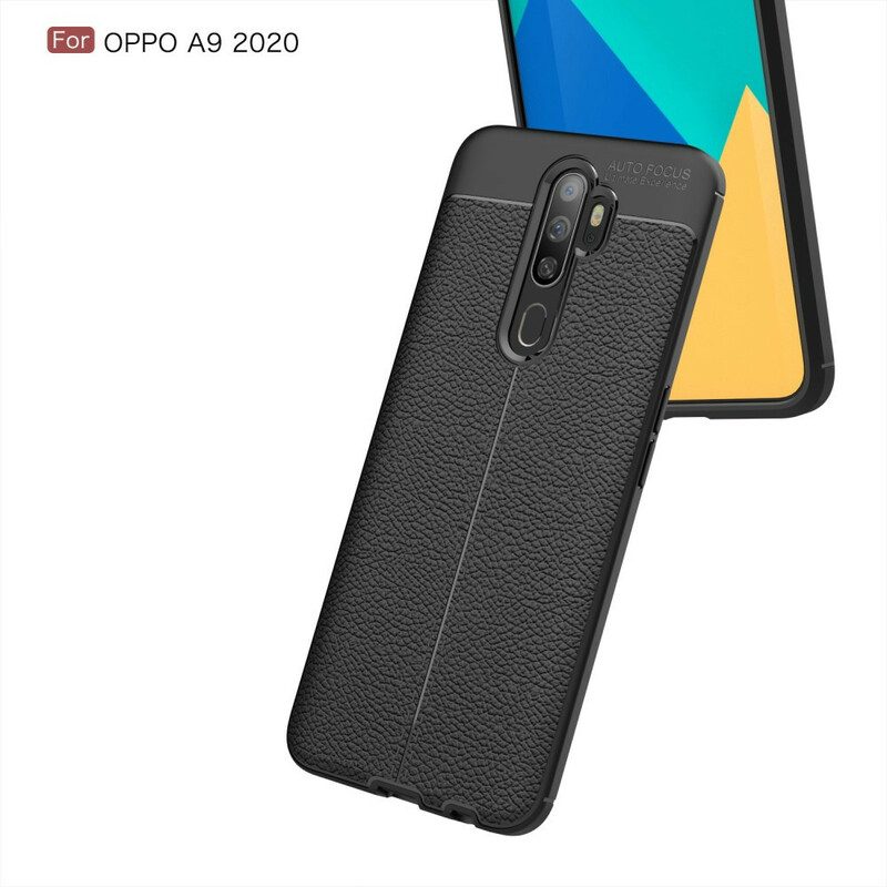 Skal För Oppo A9 2020 / A5 2020 Dubbellinje Litchi Lädereffekt