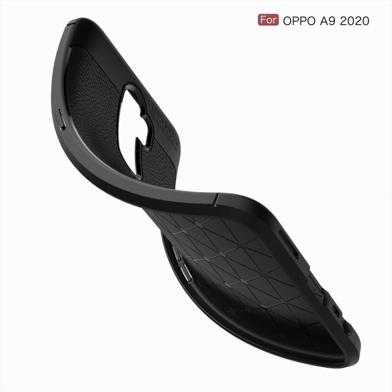 Skal För Oppo A9 2020 / A5 2020 Dubbellinje Litchi Lädereffekt