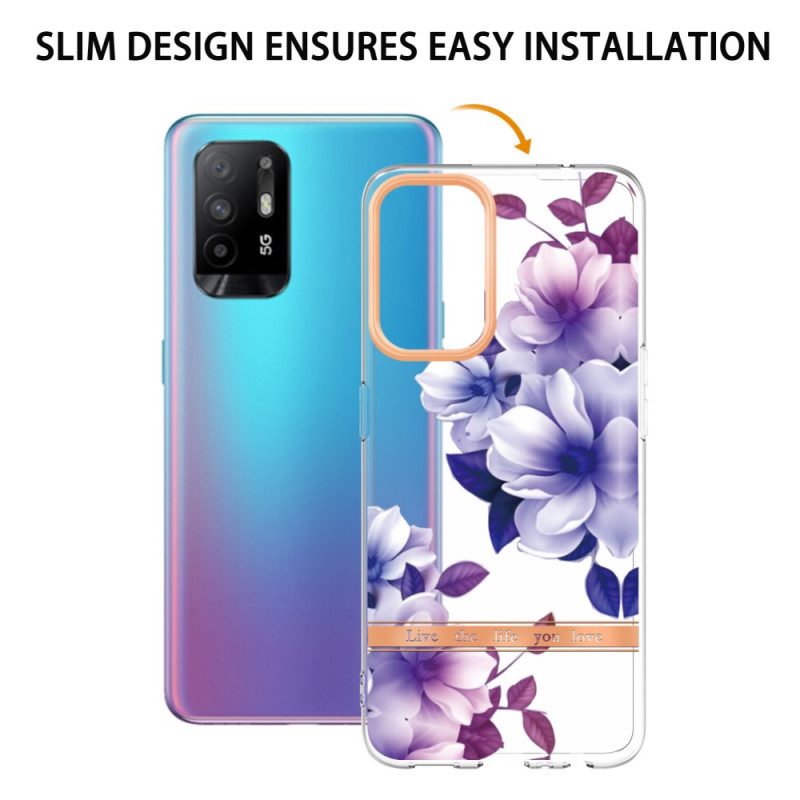 Skal För Oppo A94 5G Lila Blommor