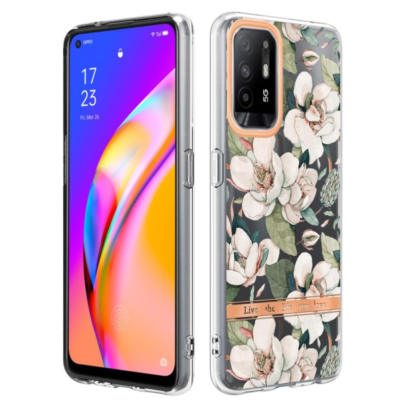 Skal För Oppo A94 5G Pionblommor