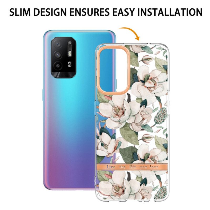 Skal För Oppo A94 5G Pionblommor