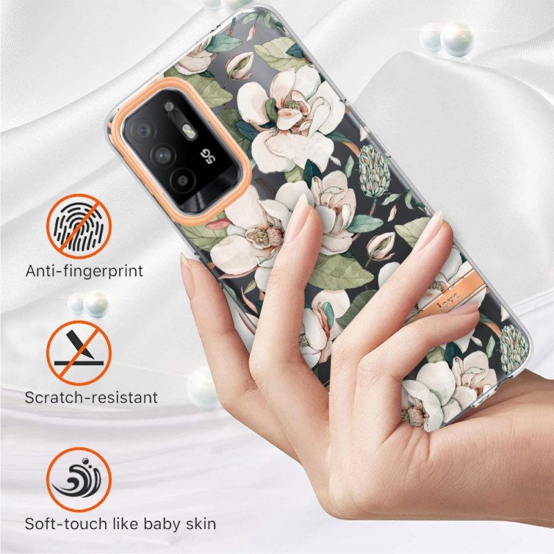 Skal För Oppo A94 5G Pionblommor