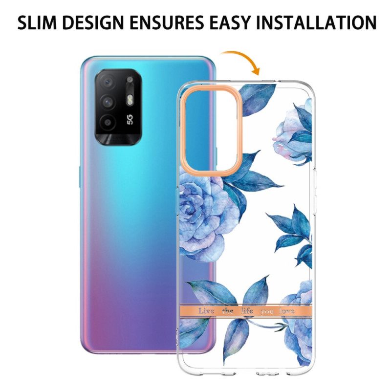 Skal För Oppo A94 5G Sömlösa Pionblommor