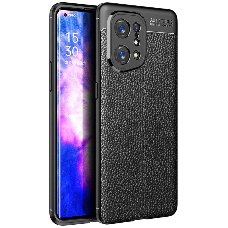 Skal För Oppo Find X5 Dubbellinje Litchi Lädereffekt