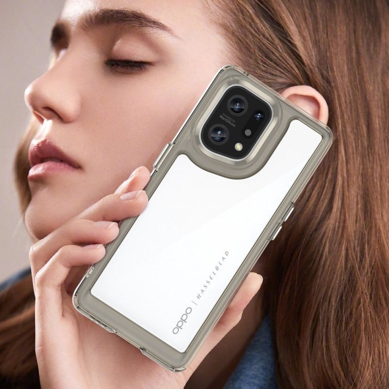 Skal För Oppo Find X5 Hybrid Transparenta Färgade Kanter