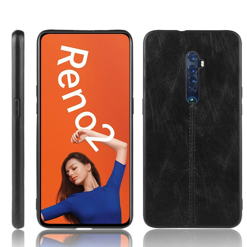 Skal För Oppo Reno 2 Stil Lädersömmar