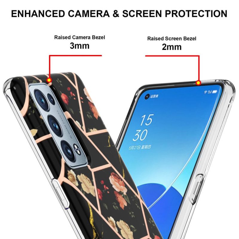 Skal För Oppo Reno 6 Pro 5G Geometrisk Marmor Och Blommönster