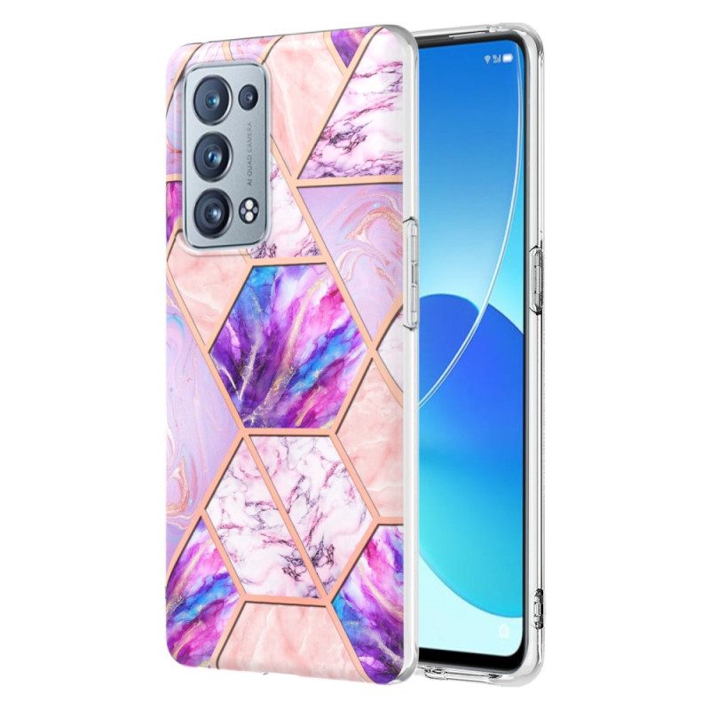 Skal För Oppo Reno 6 Pro 5G Geometriskt Mönster I Marmor