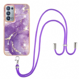 Skal För Oppo Reno 6 Pro 5G Guldfilament Och Sladdmarmormönster