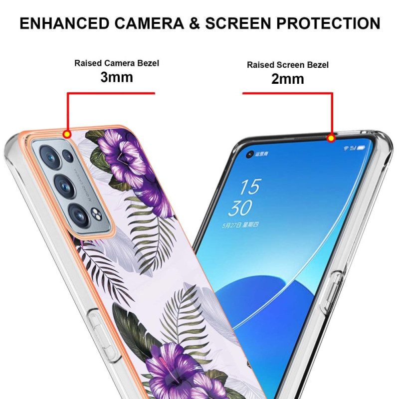 Skal För Oppo Reno 6 Pro 5G Lila Hibiskusmönster