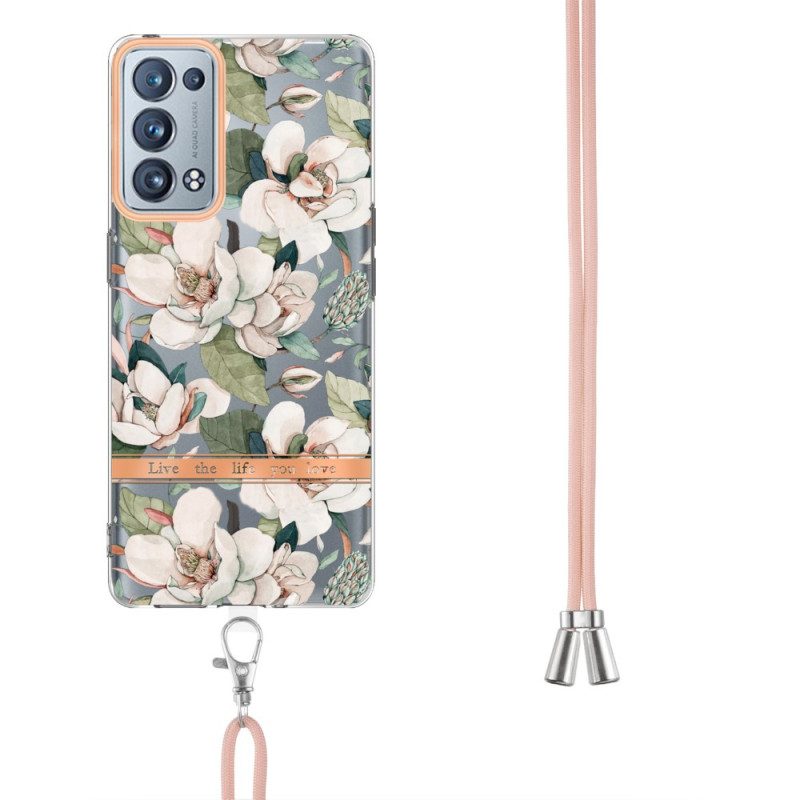 Skal För Oppo Reno 6 Pro 5G Sömlösa Blommönster Och Sladd