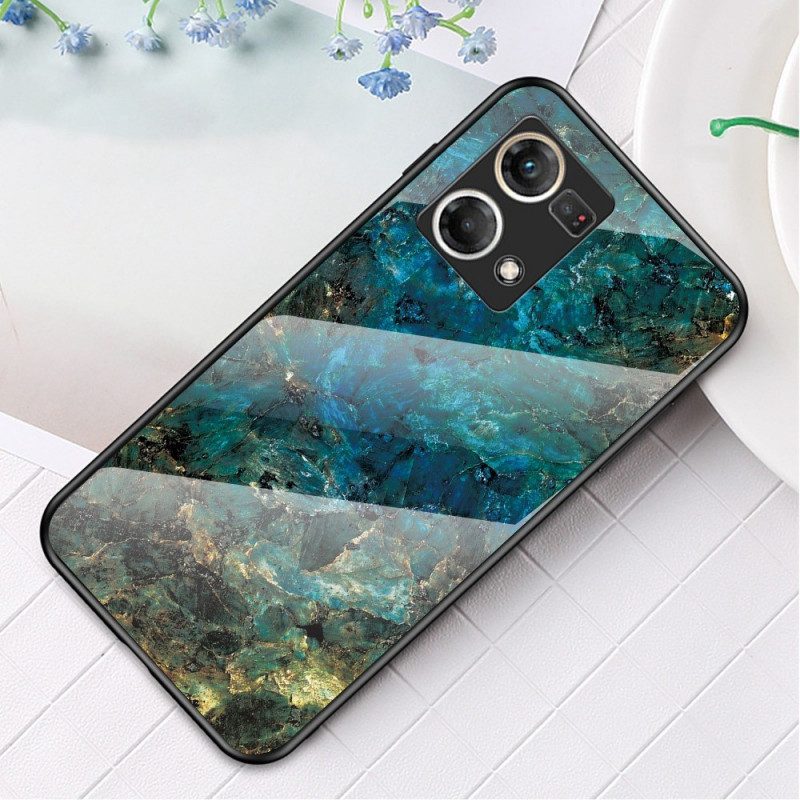 Skal För Oppo Reno 7 Marmor Härdat Glas
