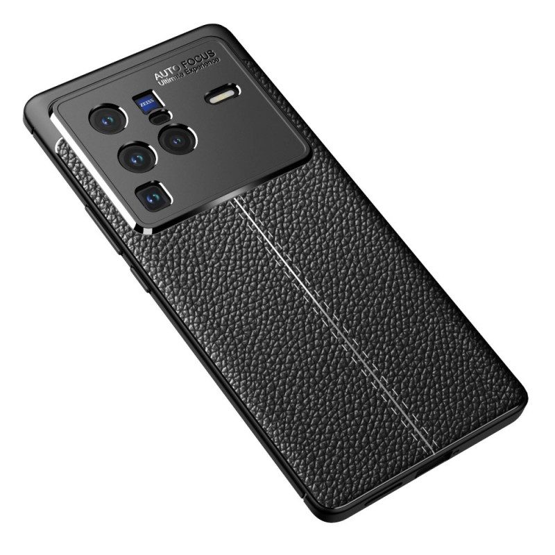 Skal För Vivo X80 Pro Double Line Litchi Lädereffekt