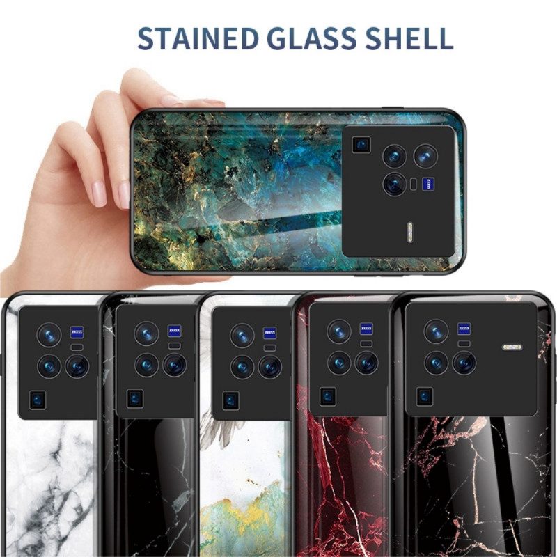 Skal För Vivo X80 Pro Marmor Härdat Glas