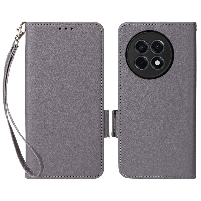 Fodral För Oneplus 13r Litchitextur Med Rem