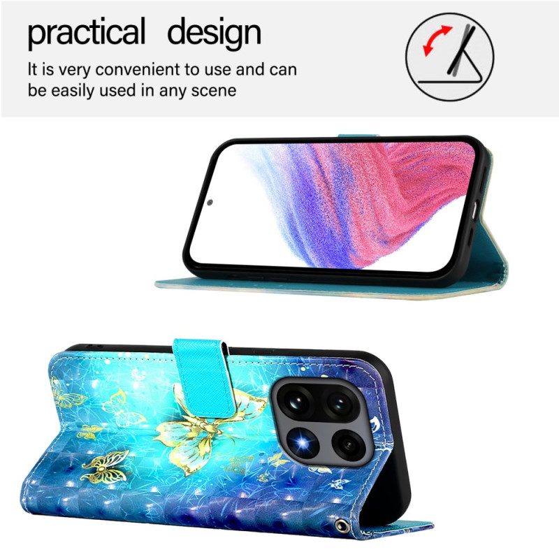 Fodral För Oneplus 15 Guldfärgade Fjärilar