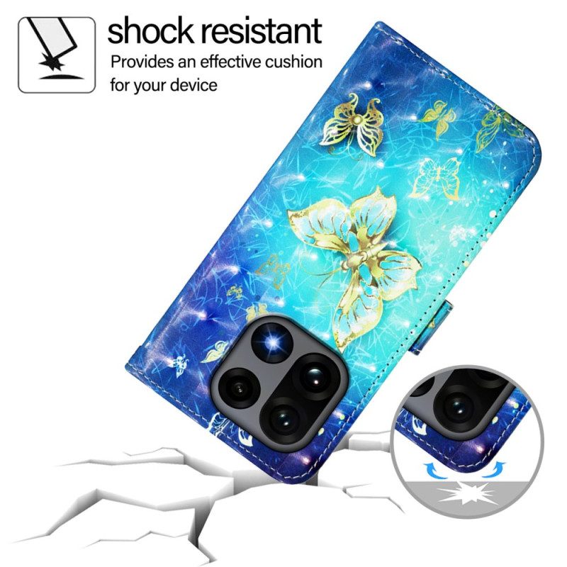 Fodral För Oneplus 15 Guldfärgade Fjärilar