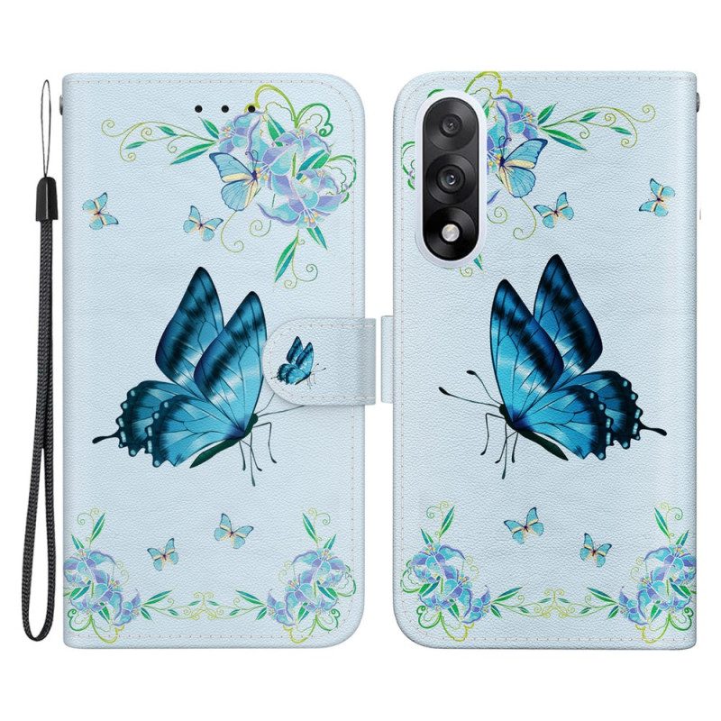 Fodral För Oneplus Nord 5 Blå Fjäril Och Blomma