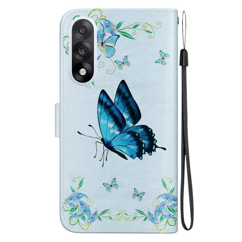 Fodral För Oneplus Nord 5 Blå Fjäril Och Blomma