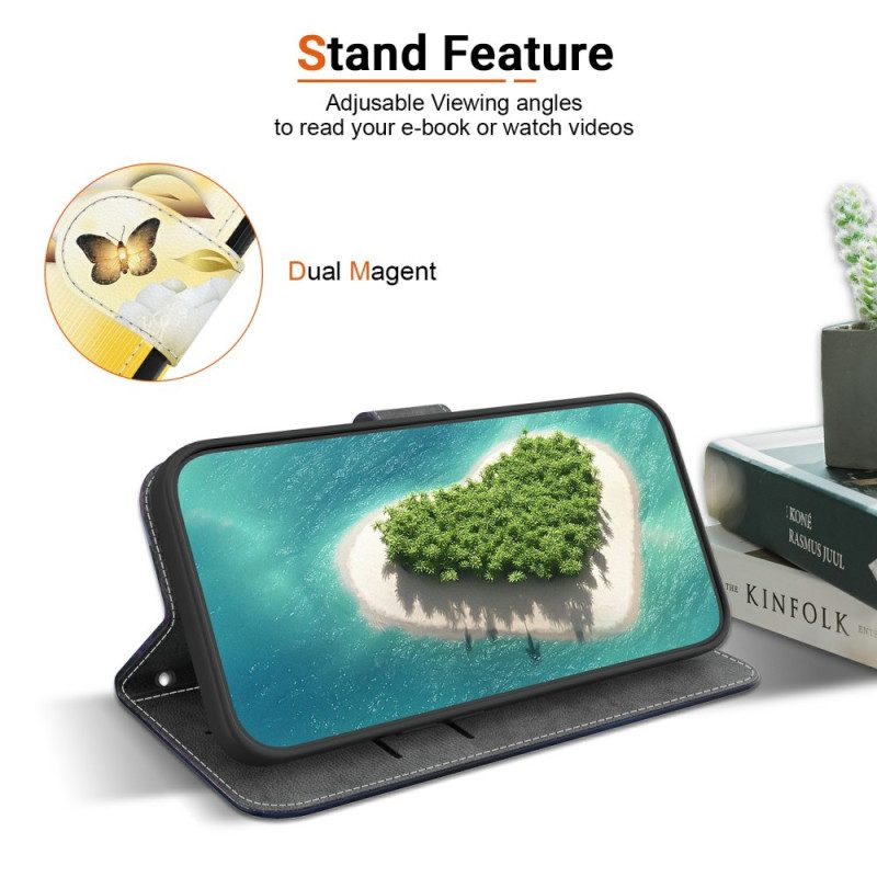 Fodral För Oppo Reno 13 5g Guldfjärilar Och Vita Blommor